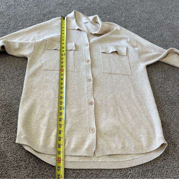 Wilfred Free Ronnie Sweater Cardigan Shirt Jacket Size Large Heather Bone - Picture 11 of 11